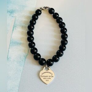 Authentic Tiffany & Co RTT Heart Tag Onyx Bracelet